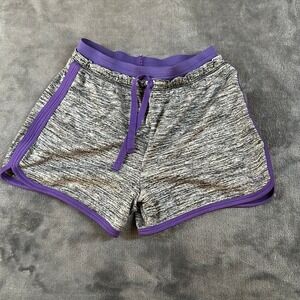 Pro Players Kids Girls Gray Athletic Shorts Purple Trim Drawstring Size 6